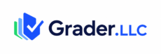 Grader.LLC logo with a blue checkmark icon and bold wordmark